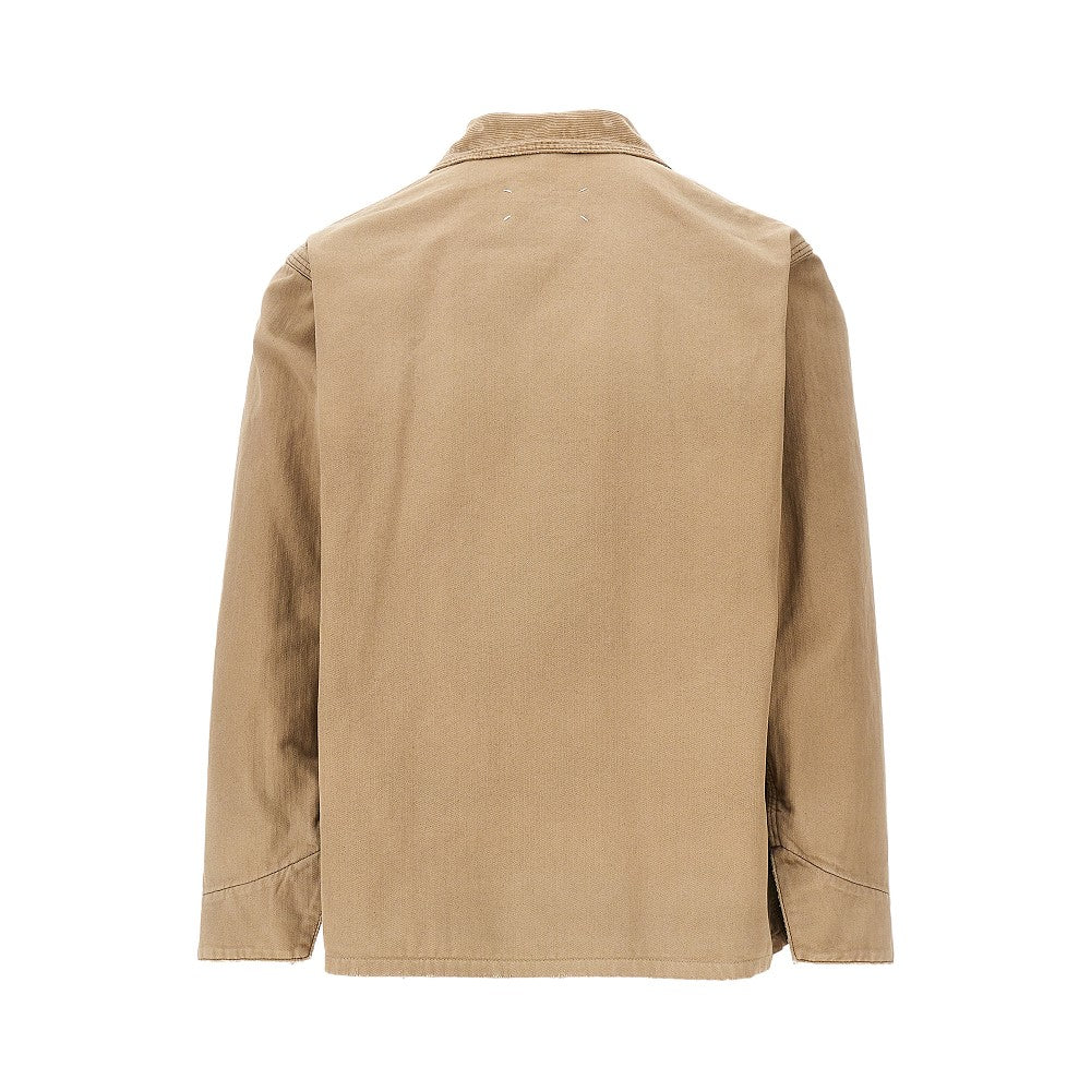 Cotton jacket with corduroy collar