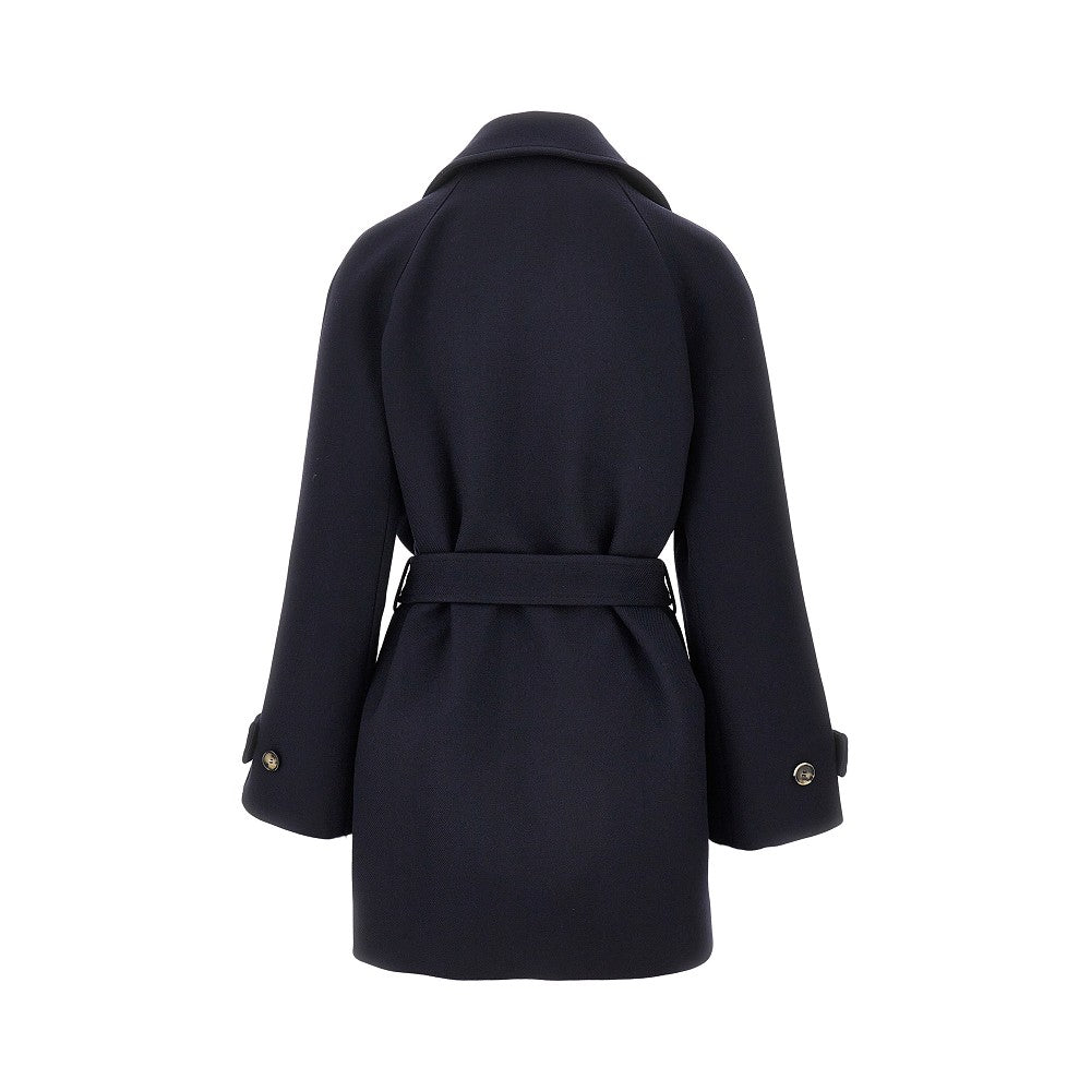 Cappotto doppiopetto in lana con cintura