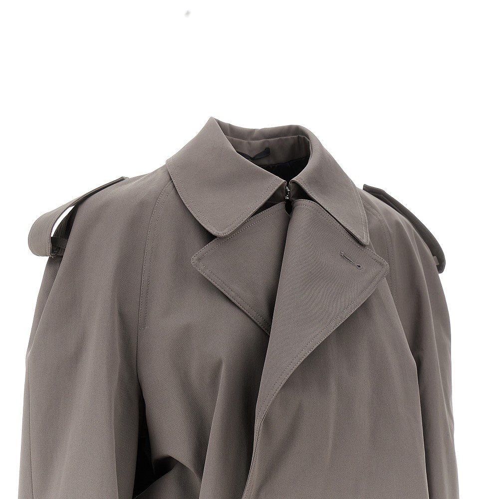 Short trench coat with raw-cut hem