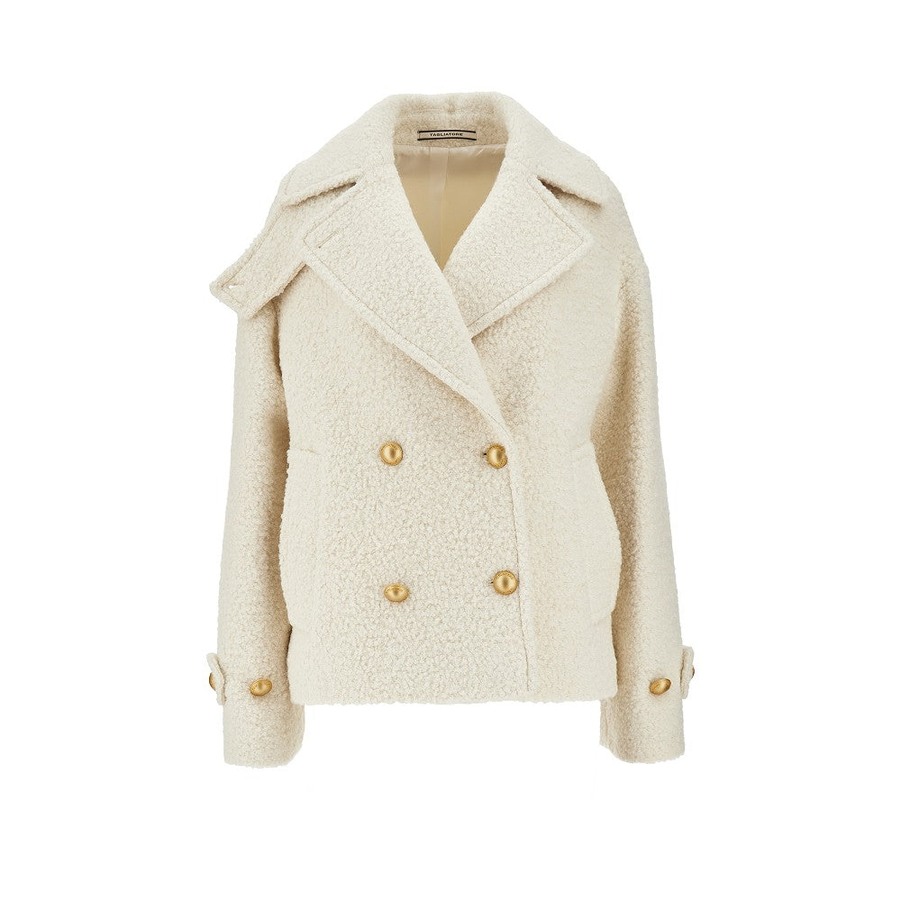 Bouclé wool-blend double-breasted coat