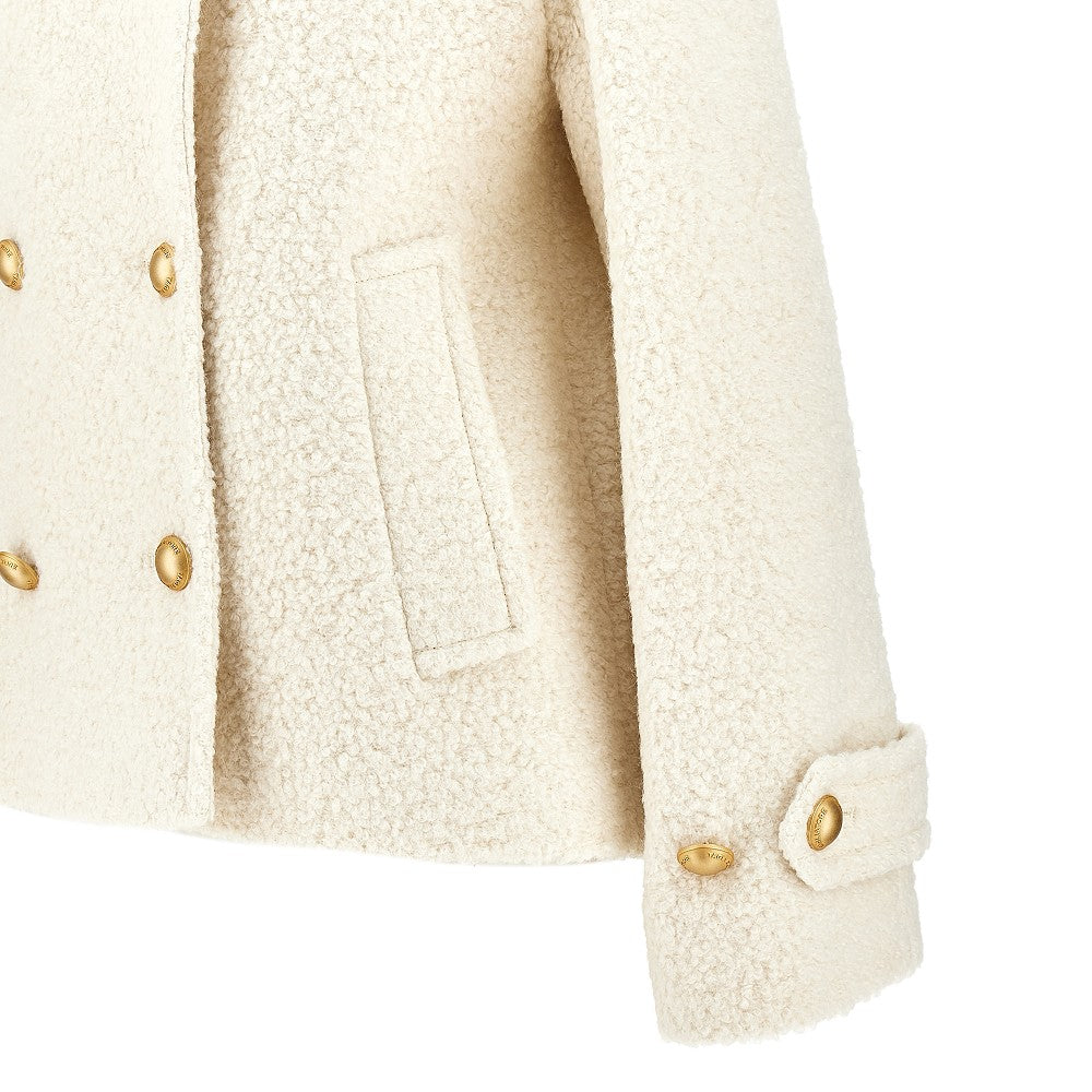 Bouclé wool-blend double-breasted coat