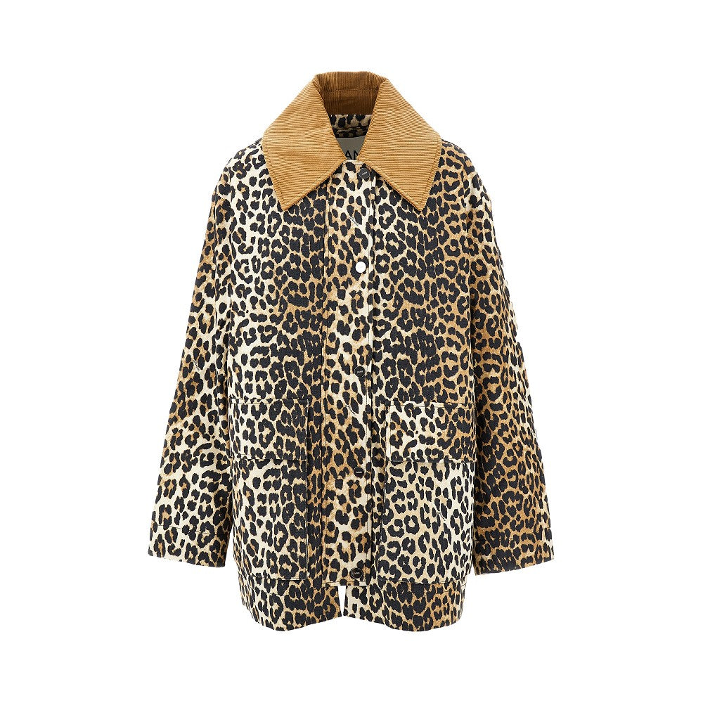 Giacca Relaxed Fit in tela leopardata
