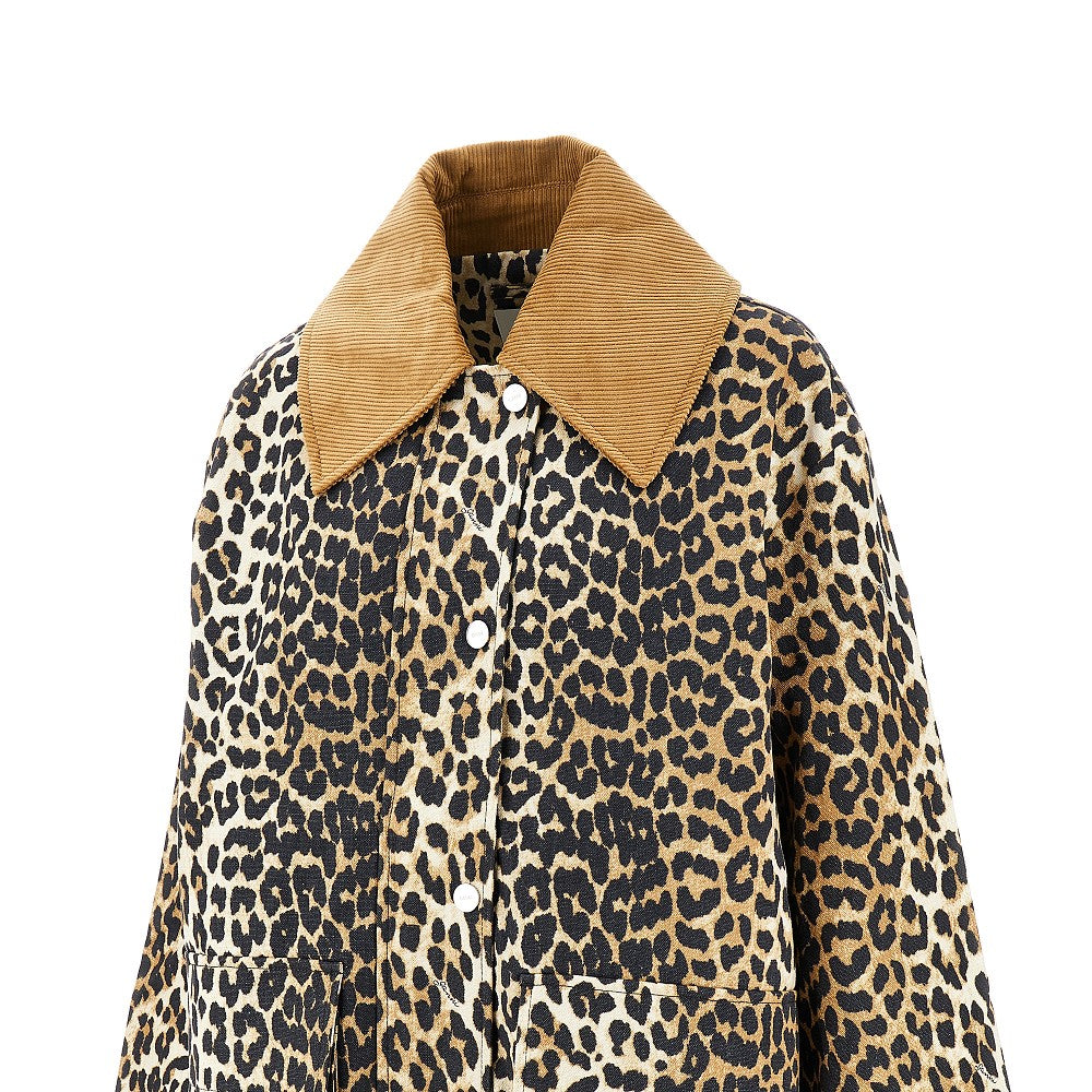 Giacca Relaxed Fit in tela leopardata