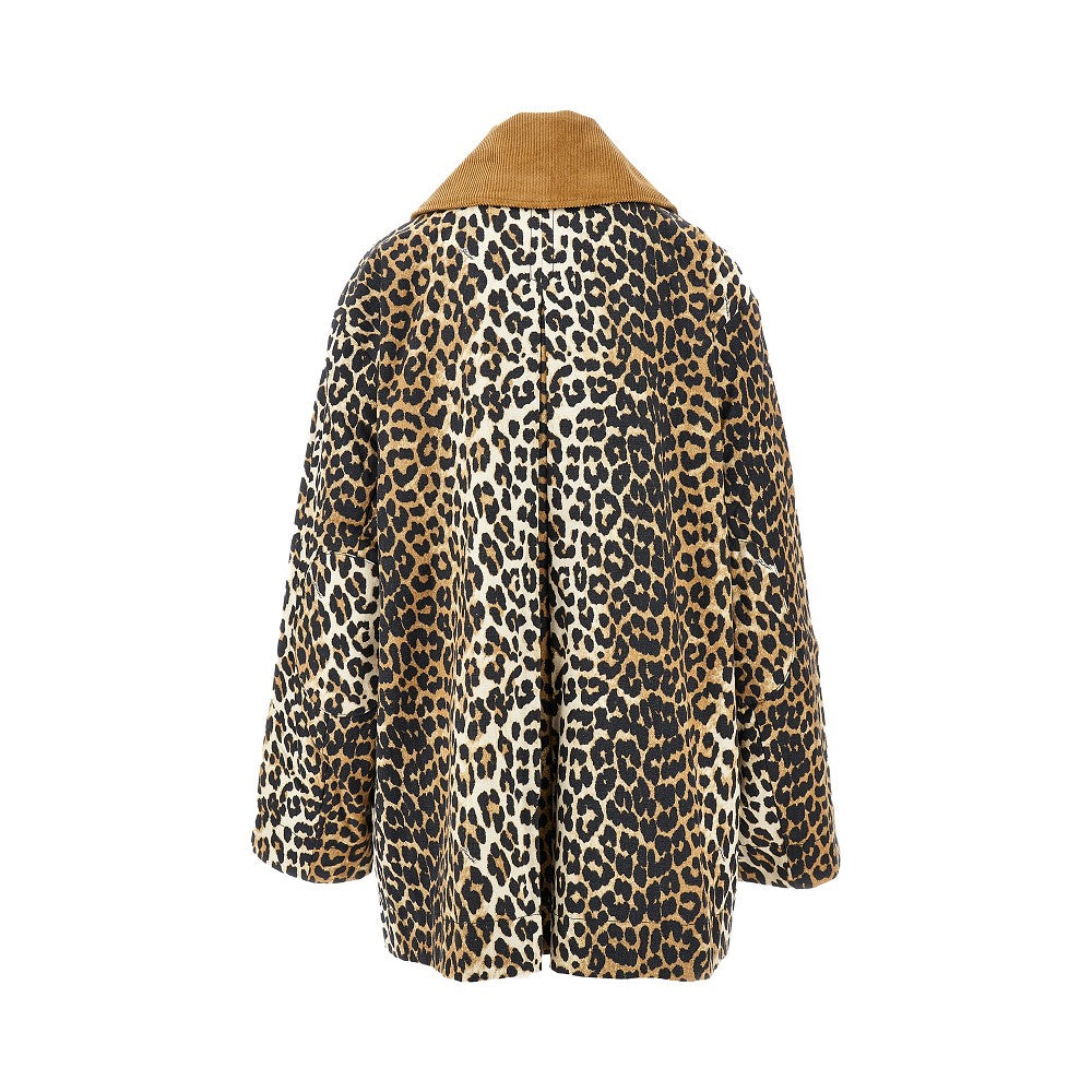 Giacca Relaxed Fit in tela leopardata