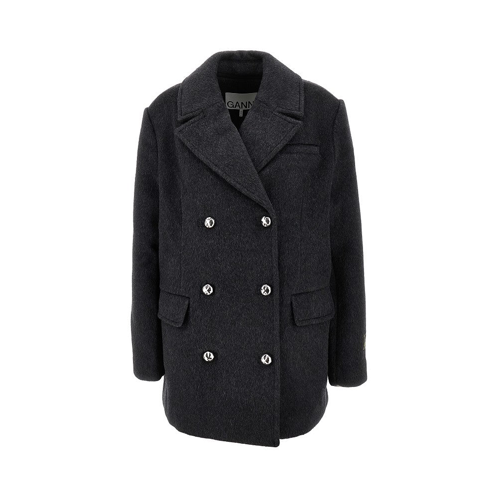 Wool-blend oversized double-breasted peacoat