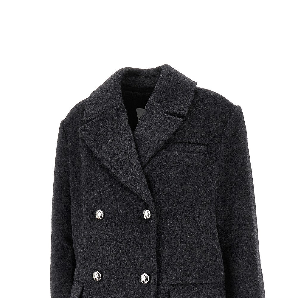 Wool-blend oversized double-breasted peacoat
