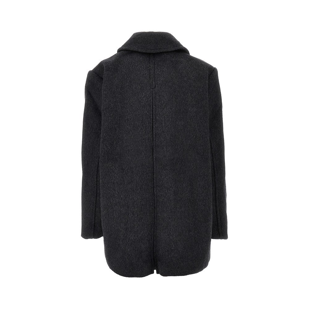 Wool-blend oversized double-breasted peacoat