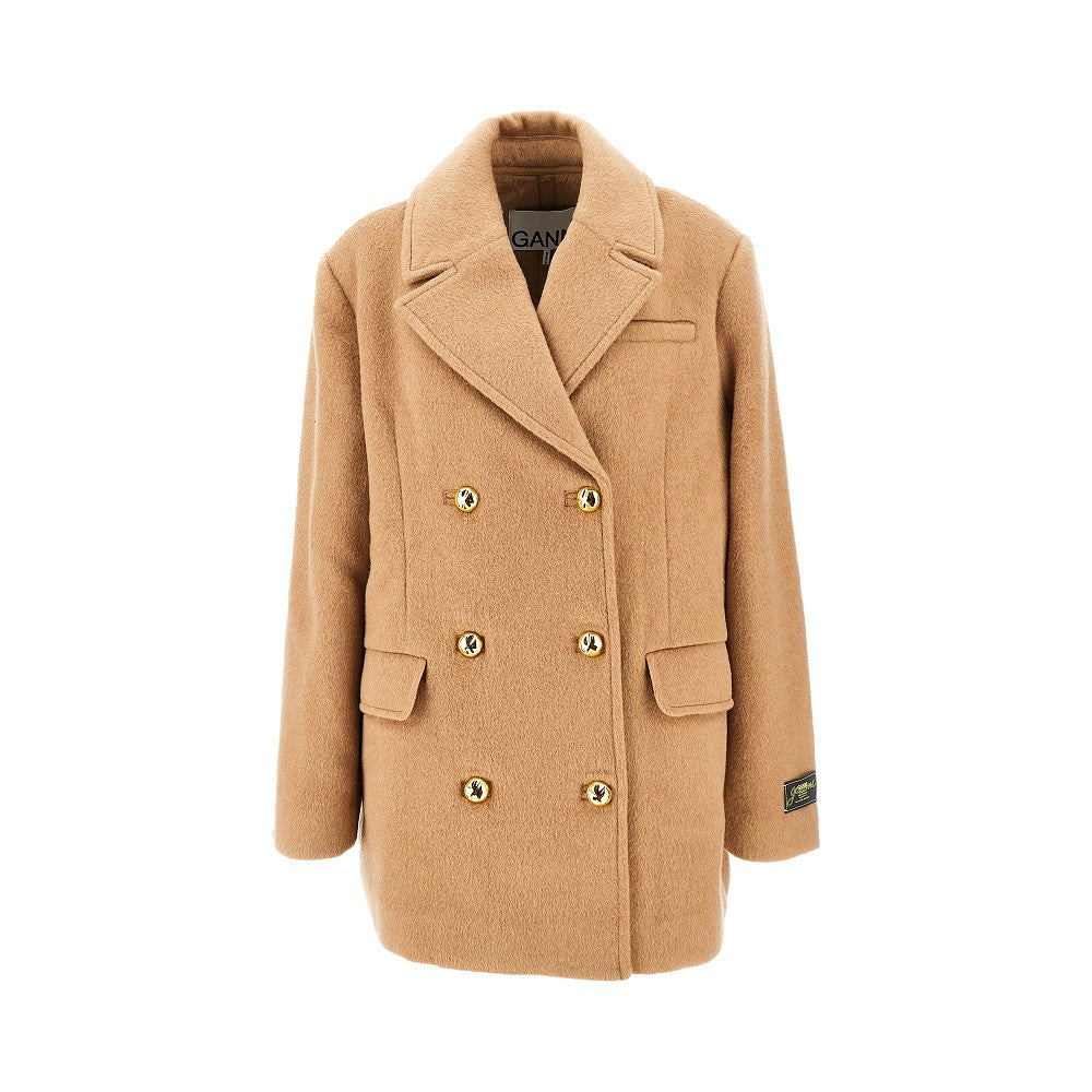 Wool-blend oversized double-breasted peacoat