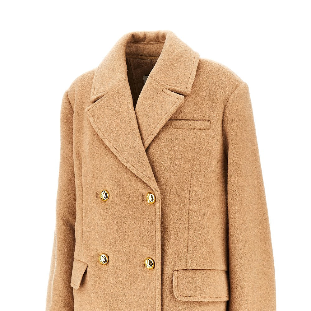 Wool-blend oversized double-breasted peacoat