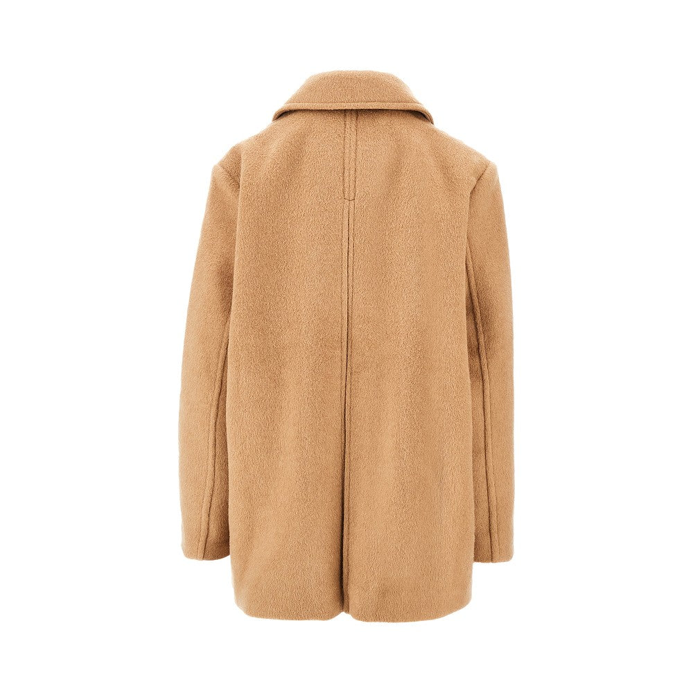 Wool-blend oversized double-breasted peacoat