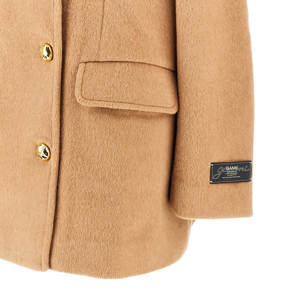 Wool-blend oversized double-breasted peacoat