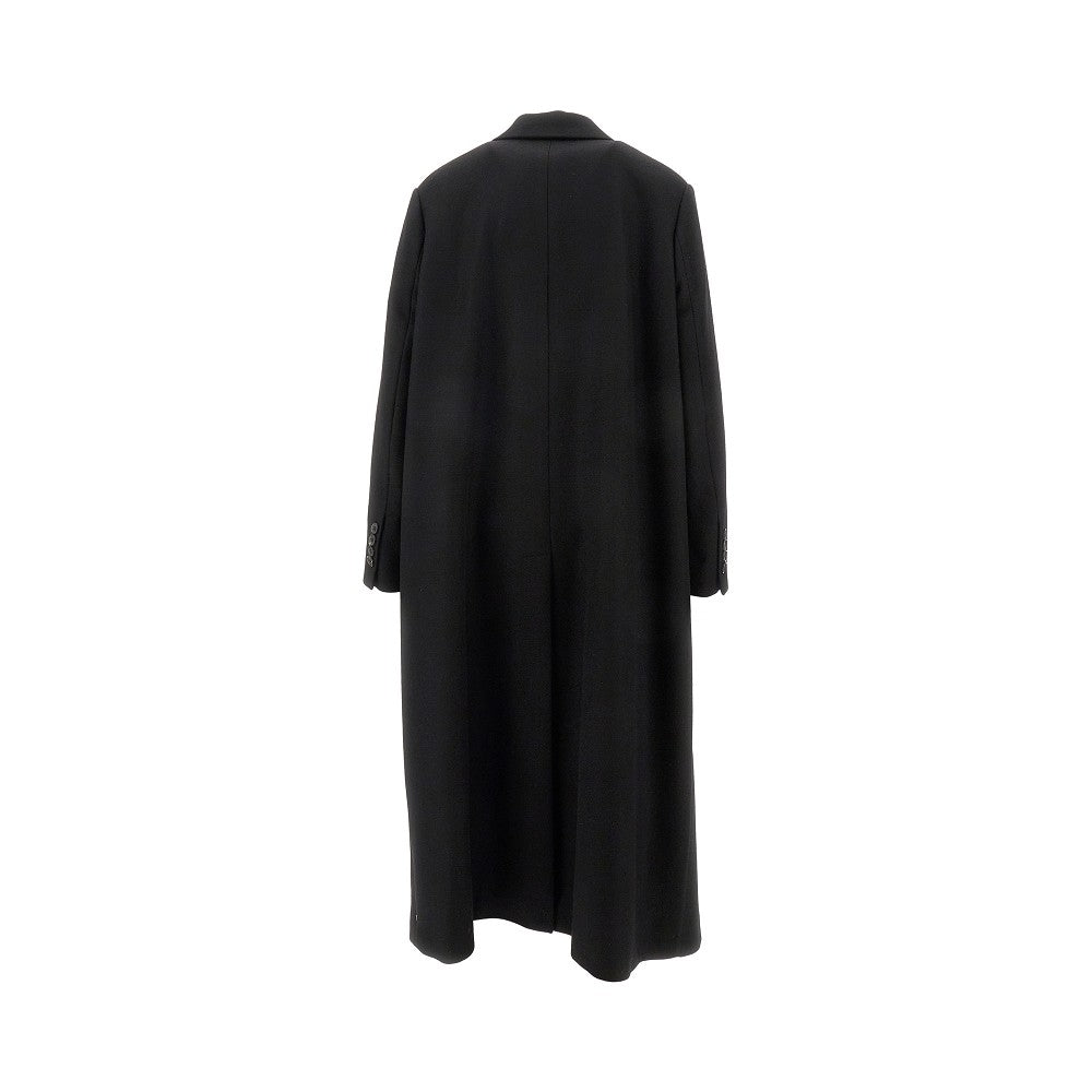Wool-blend single-breasted long coat