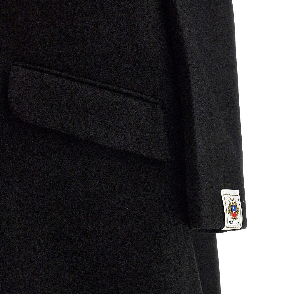 Wool-blend single-breasted long coat