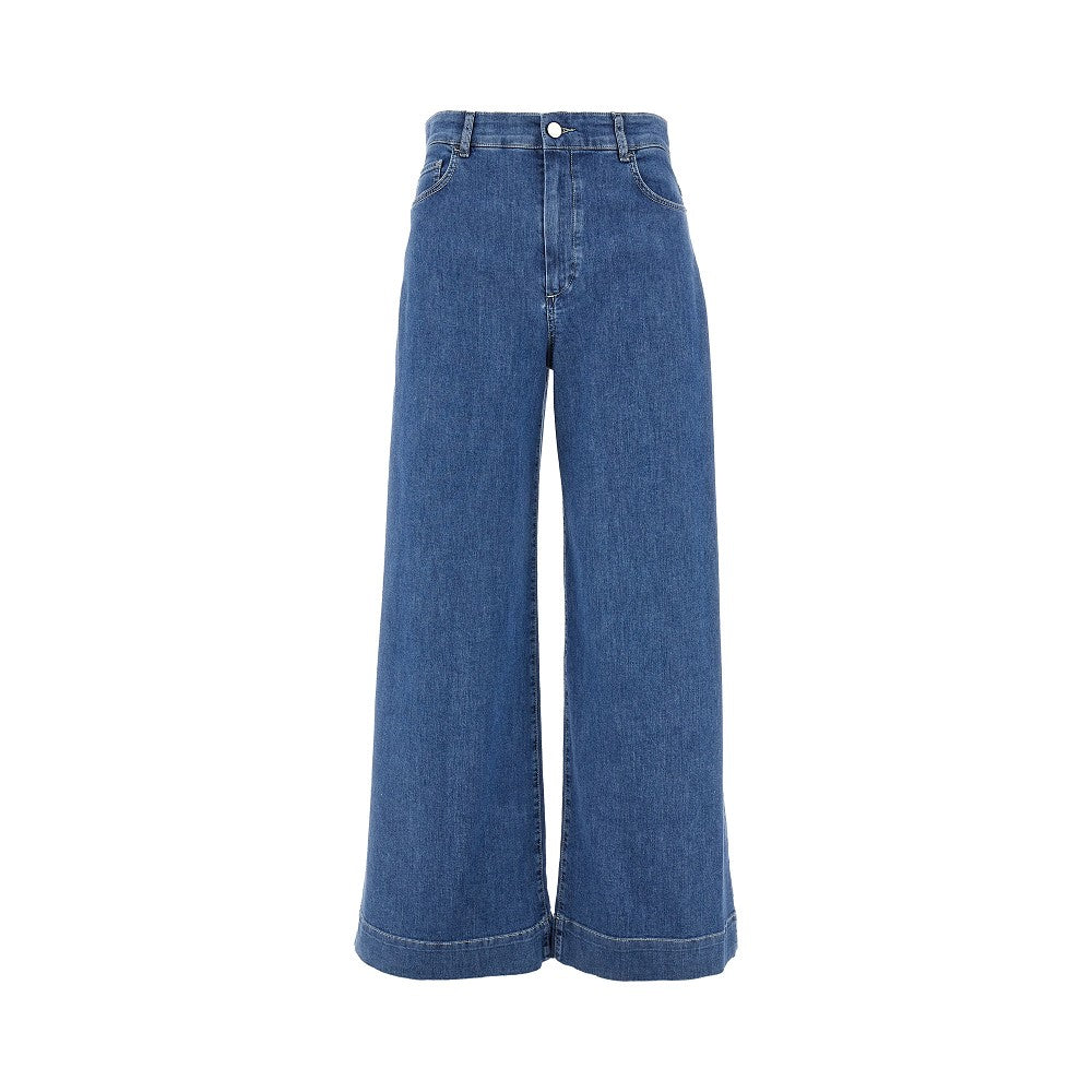 Stretch denim wide leg jeans