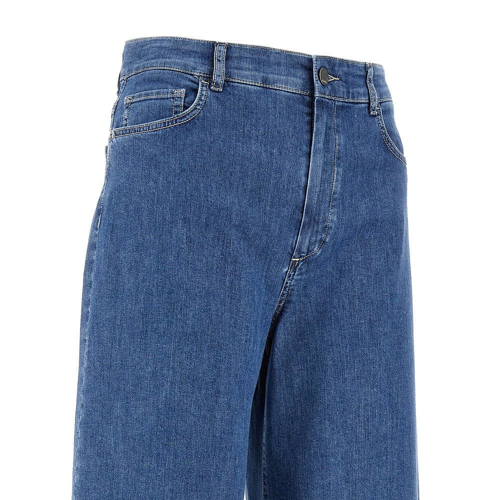 Stretch denim wide leg jeans