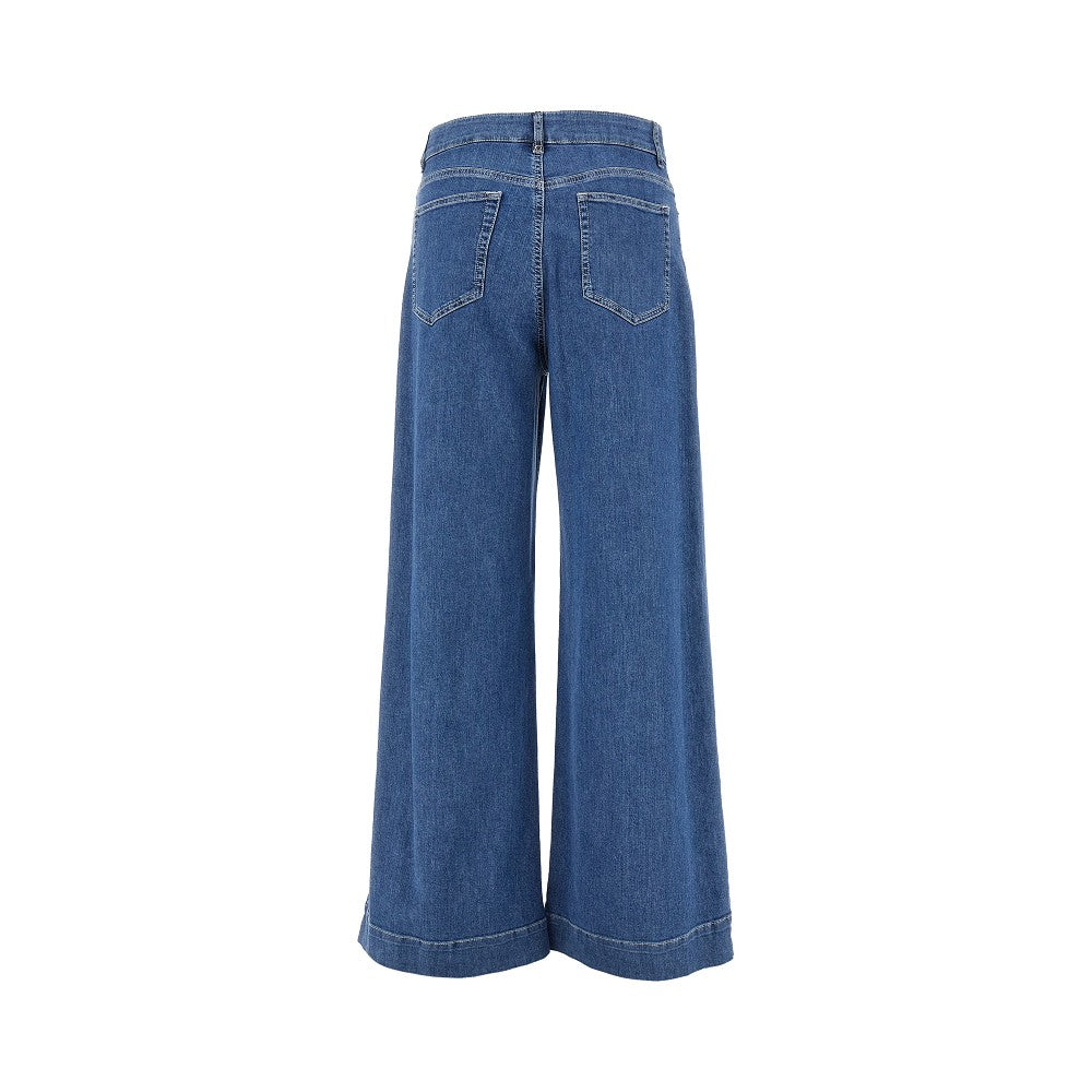 Stretch denim wide leg jeans
