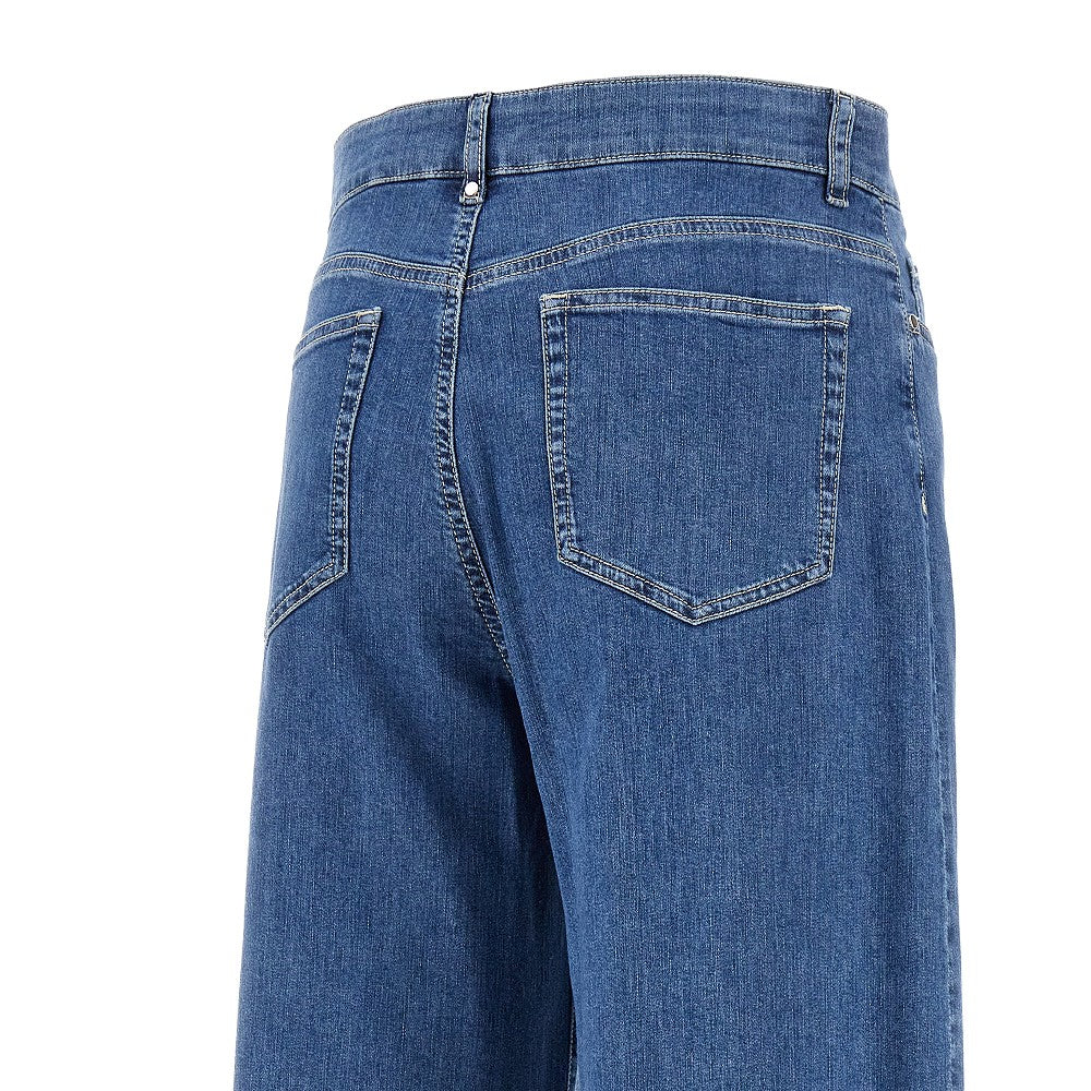 Stretch denim wide leg jeans