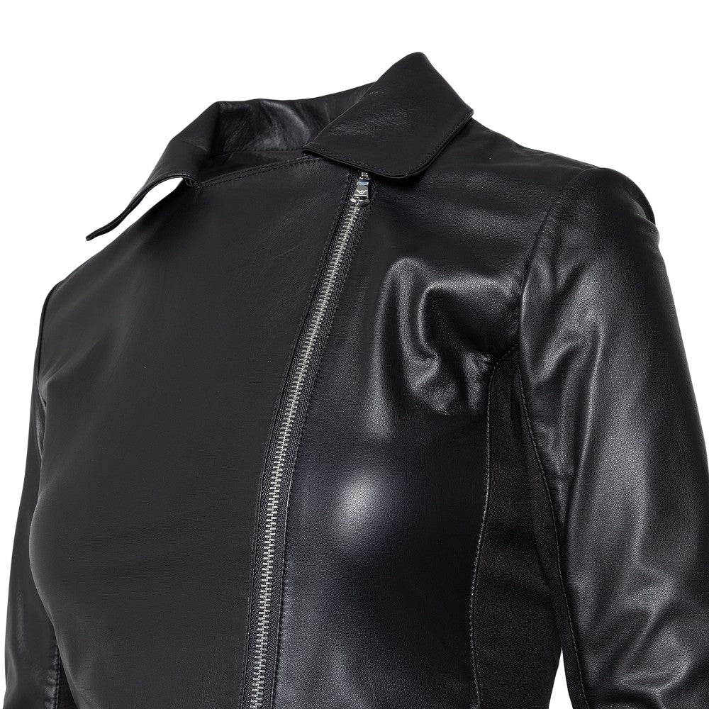 Giacca in nappa con inserti in jersey