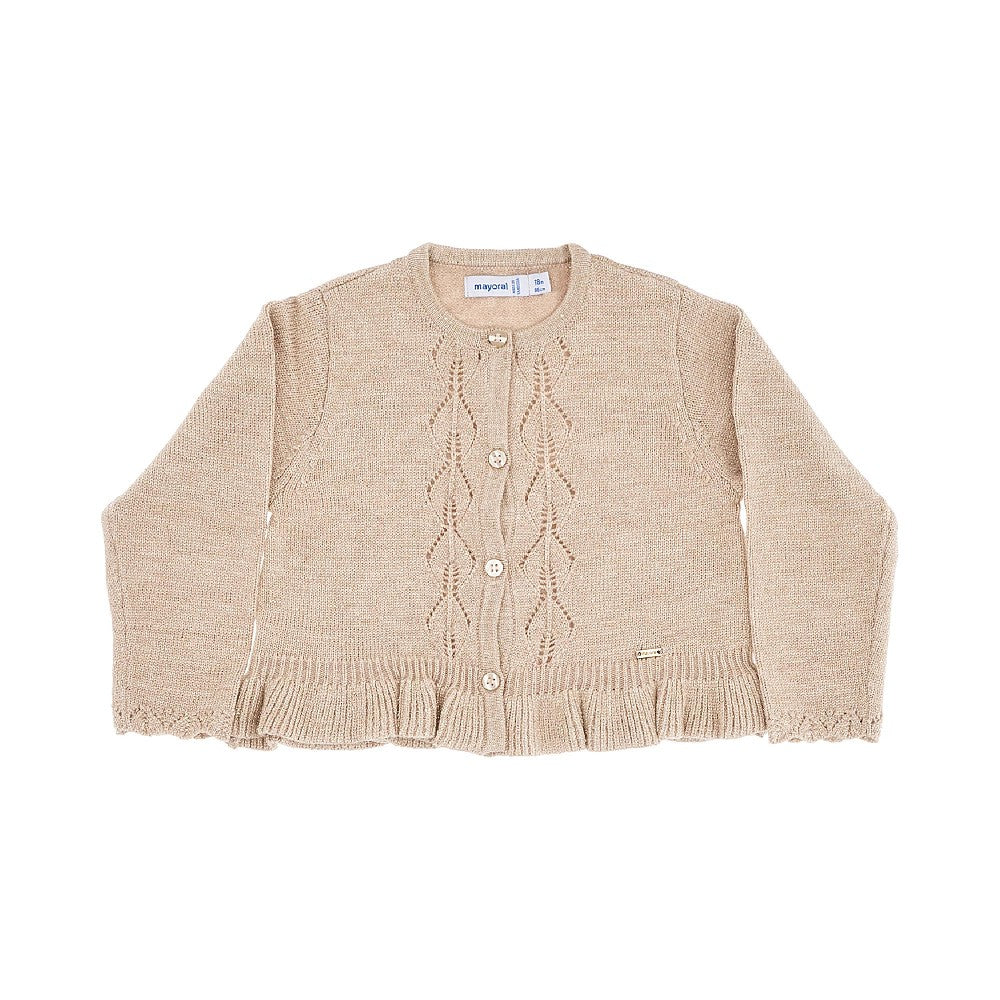Ruffled lurex knit cardigan