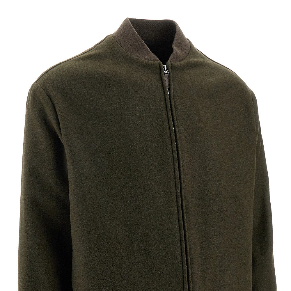 Wool-blend cloth blouson jacket