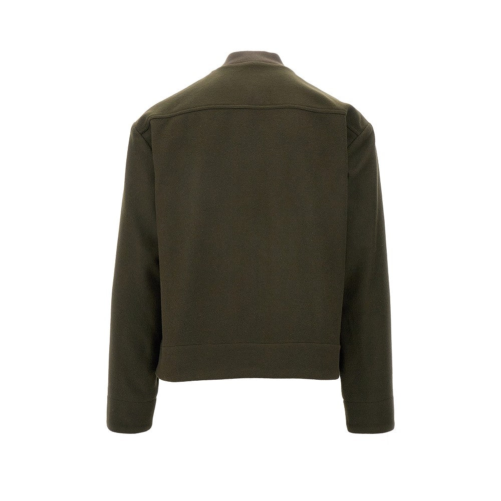 Wool-blend cloth blouson jacket