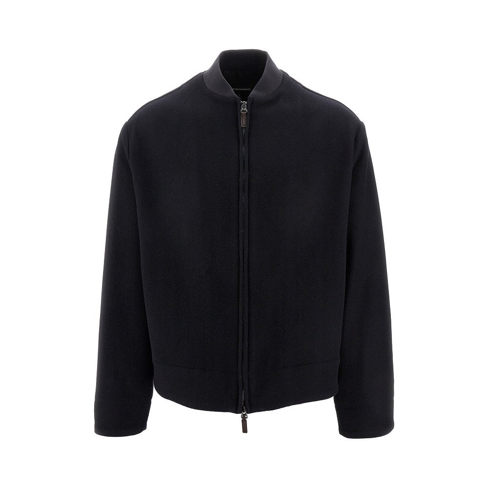 Wool-blend cloth blouson jacket