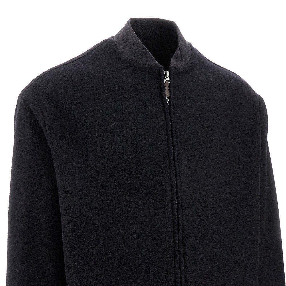 Wool-blend cloth blouson jacket