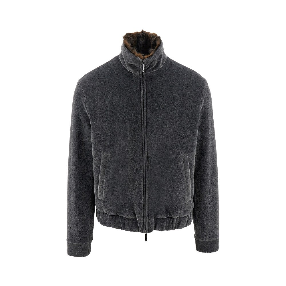Flocked cotton blouson jacket