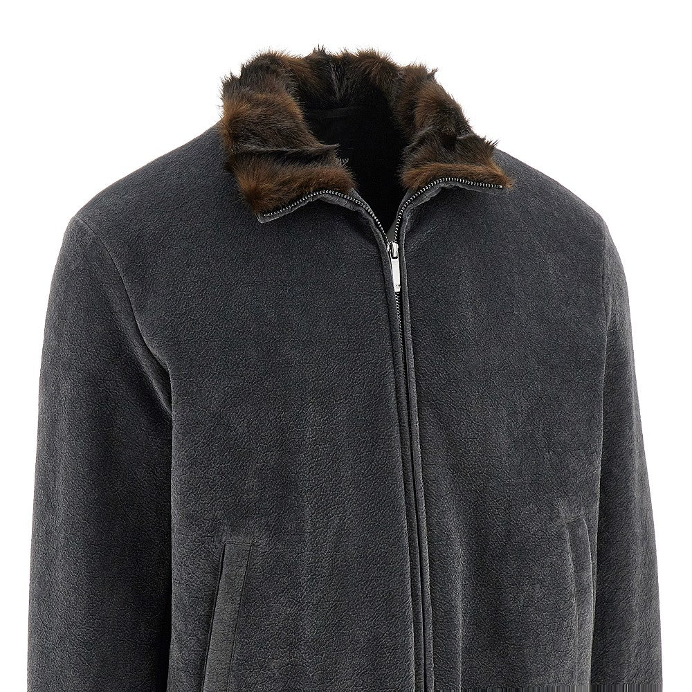 Flocked cotton blouson jacket