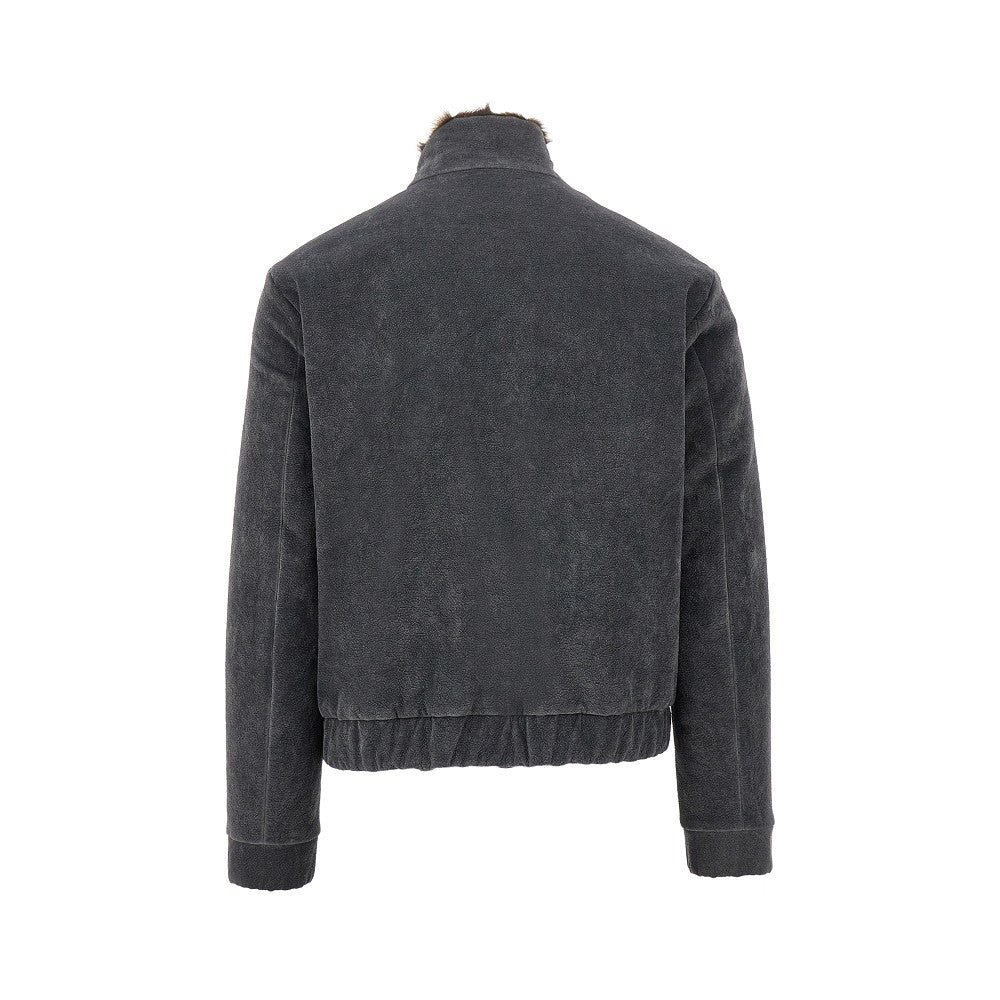 Flocked cotton blouson jacket