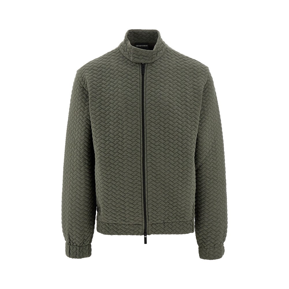 Quilted jersey full-zip sweatshirt