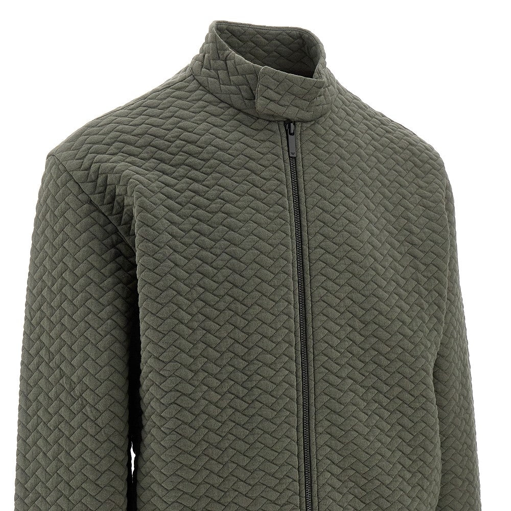 Quilted jersey full-zip sweatshirt