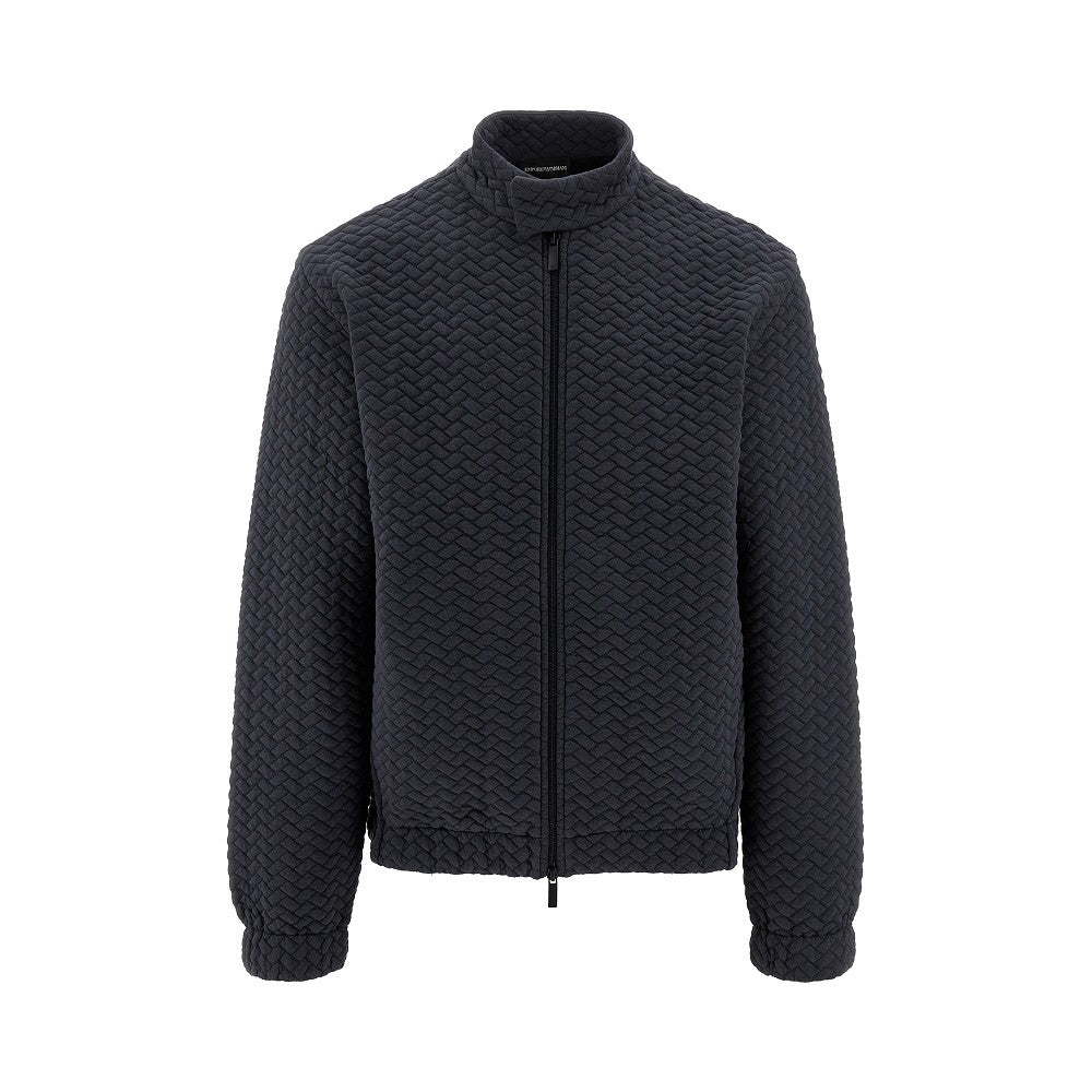 Quilted jersey full-zip sweatshirt