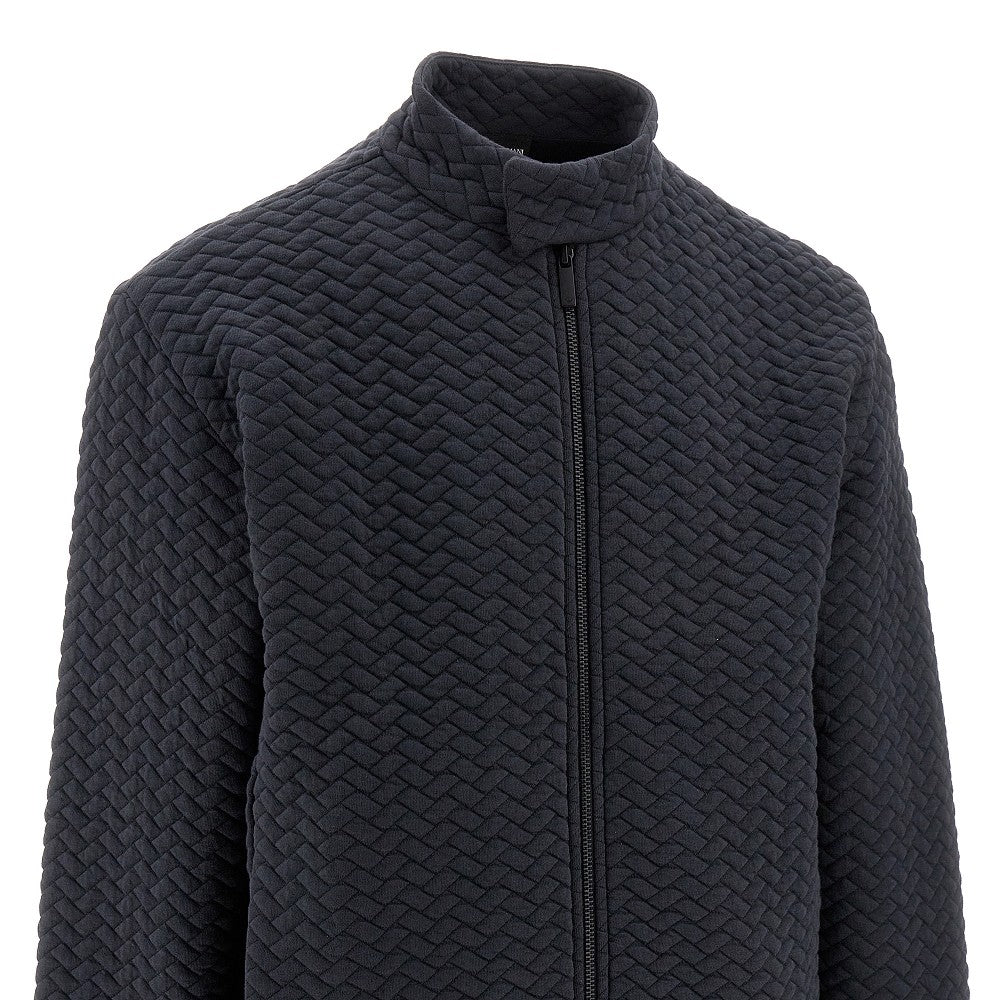 Quilted jersey full-zip sweatshirt
