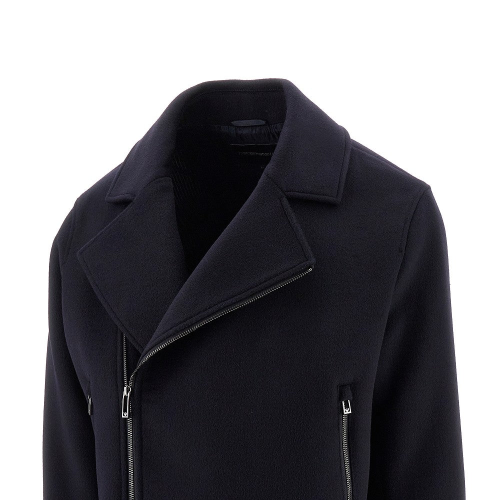 Virgin wool biker jacket