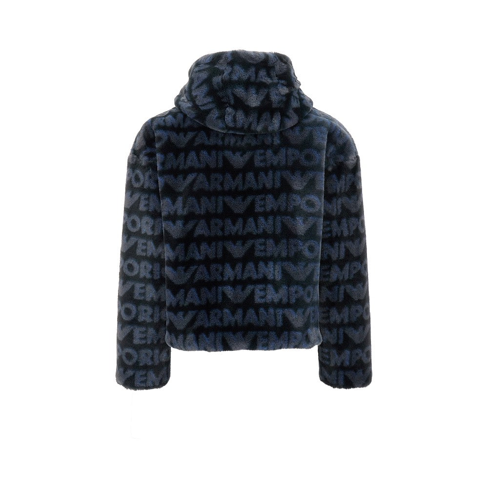 Faux fur and nylon reversible blouson jacket