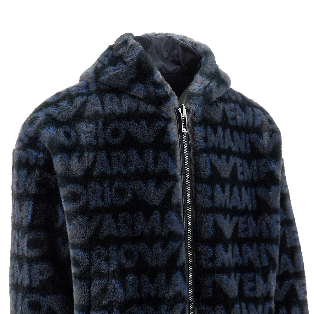 Faux fur and nylon reversible blouson jacket