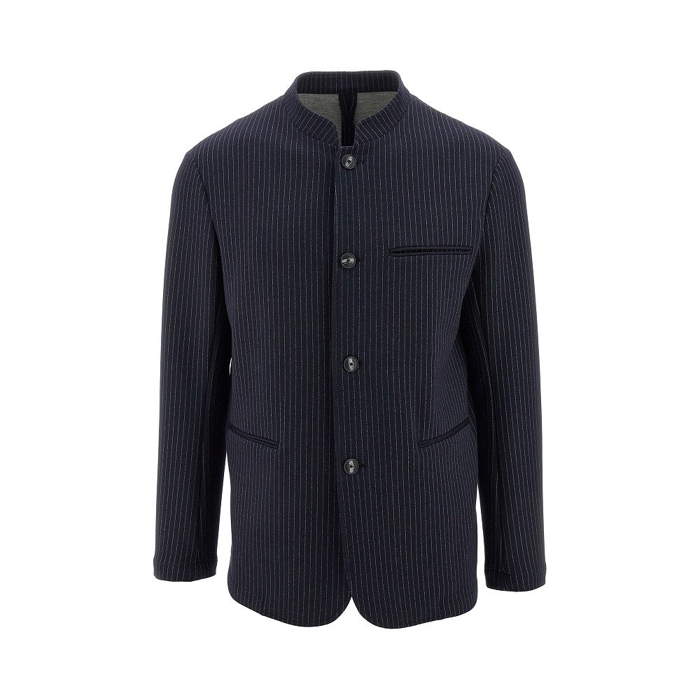 Pinstriped jersey single-breasted jacket