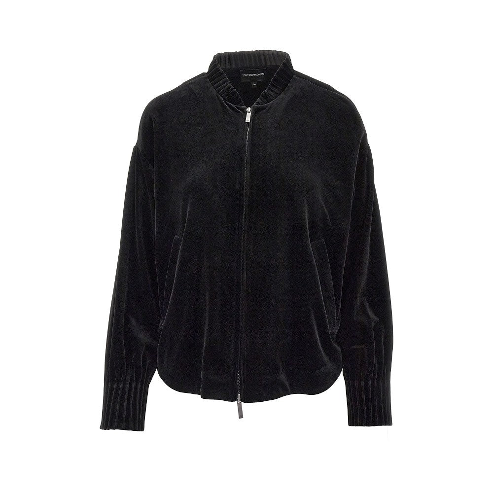 Chenille full-zip blouson jacket
