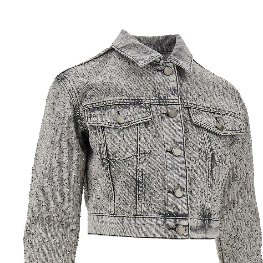 Strass logo denim jacket