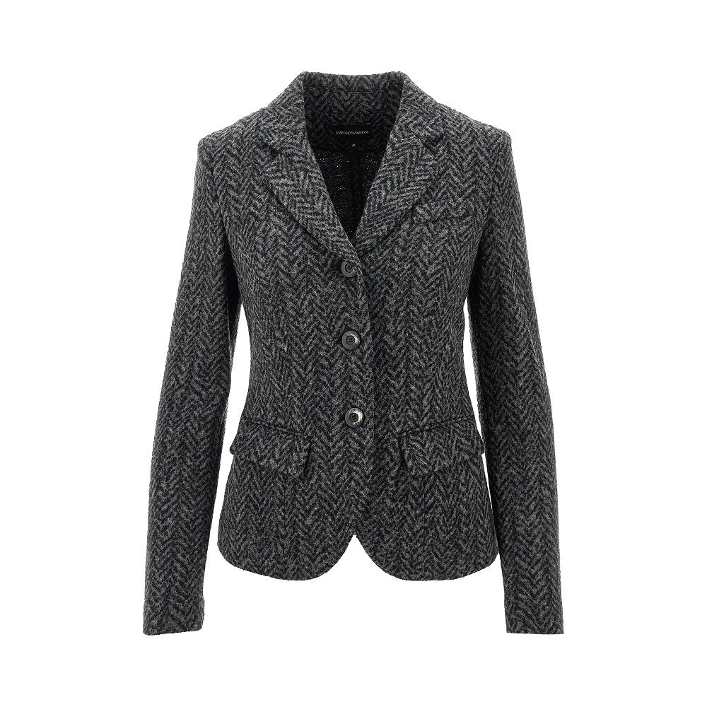 Chevron wool-blend single-breasted jacket