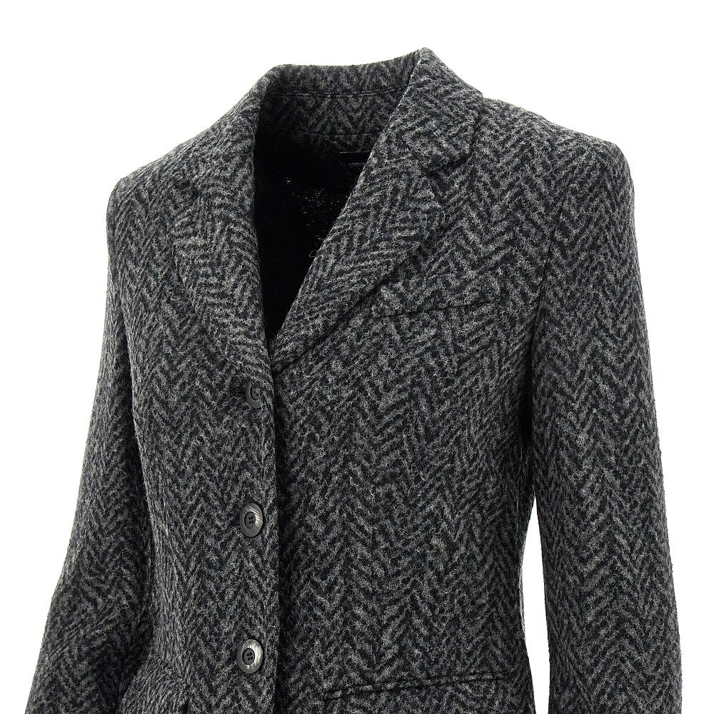 Chevron wool-blend single-breasted jacket