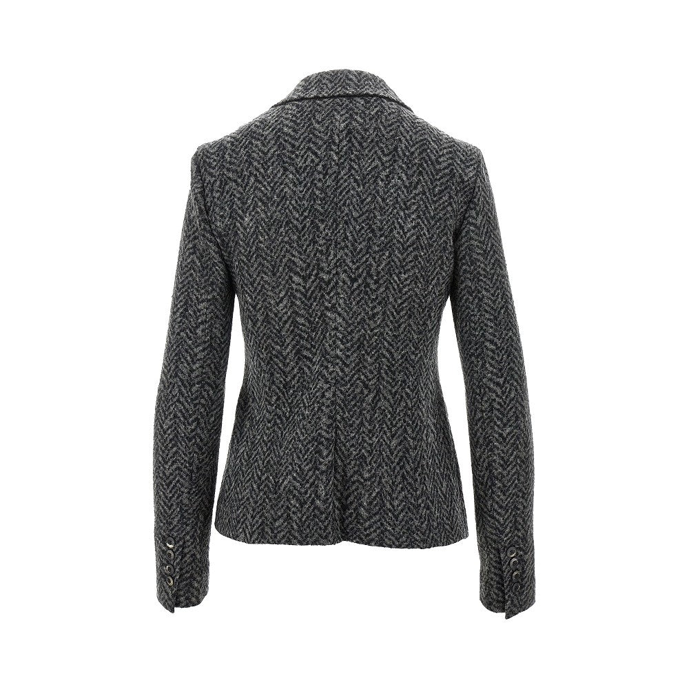 Chevron wool-blend single-breasted jacket
