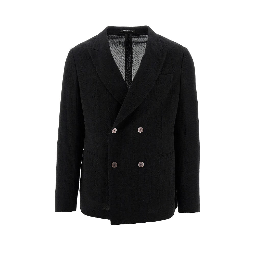 Blazer doppiopetto in lana jacquard