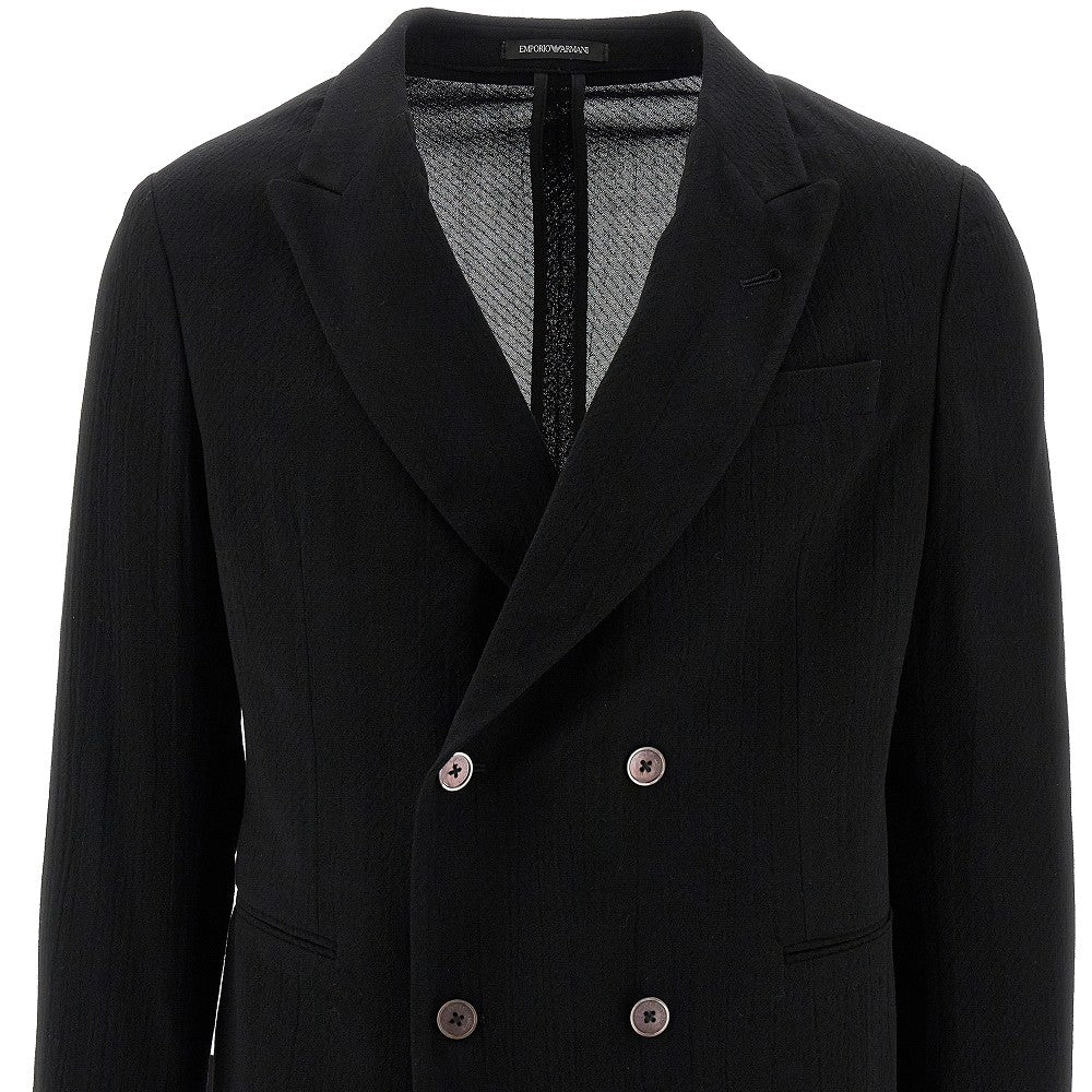 Blazer doppiopetto in lana jacquard