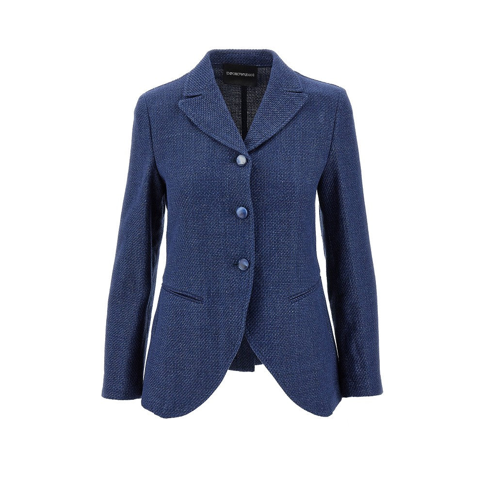 Textured fabric single-breasted jacket