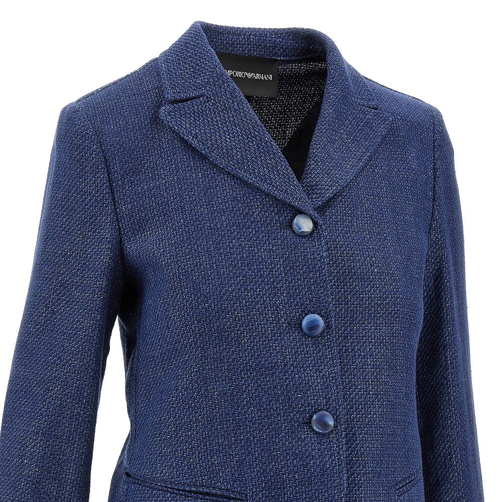 Textured fabric single-breasted jacket