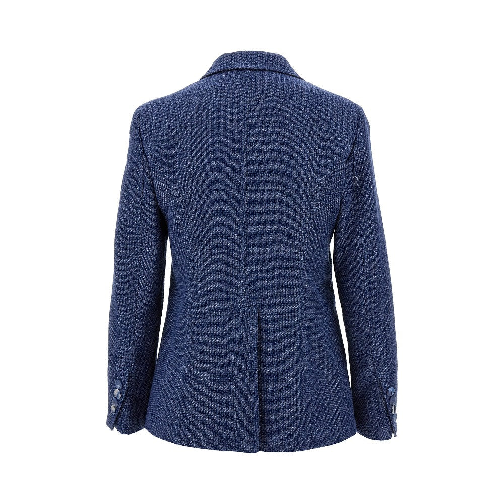 Textured fabric single-breasted jacket