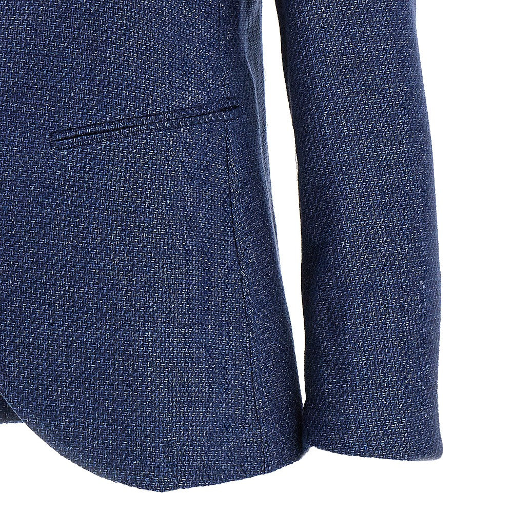 Textured fabric single-breasted jacket
