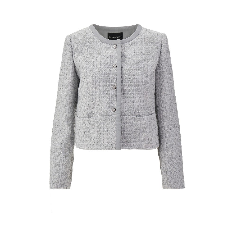 Lurex tweed crewneck jacket